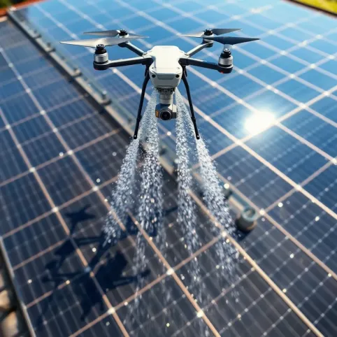 Mycie paneli fotowoltaicznych dronem