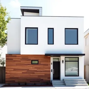 Nowoczesną elewacją domu z poddaszem