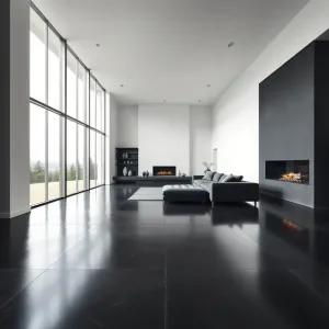 Nowoczesny salon z ciemną podłogą