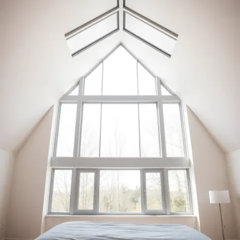 Okno do podłogi w sypialni