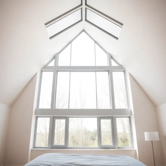 Okno do podłogi w sypialni