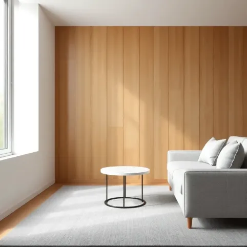 Panele podłogowe na ścianie w salonie