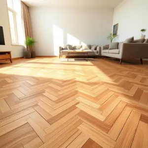 Podłoga w jodełkę w salonie