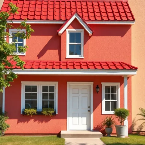 Pomysł na elewację domu z czerwonym dachem