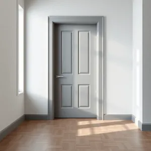 Szare drzwi  jaka podłoga