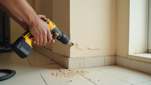 Wiercenie w ścianie w bloku