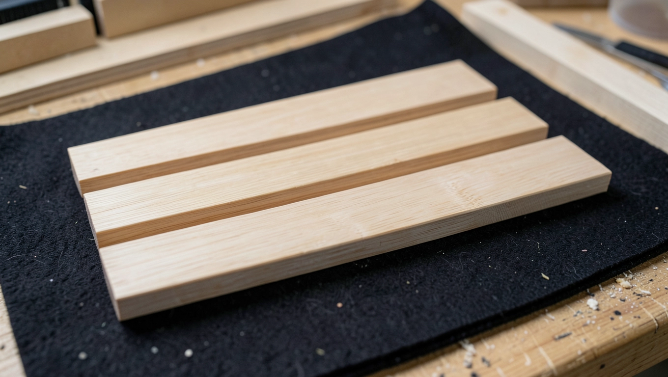 Układanie lameli na filcu przed cięciem