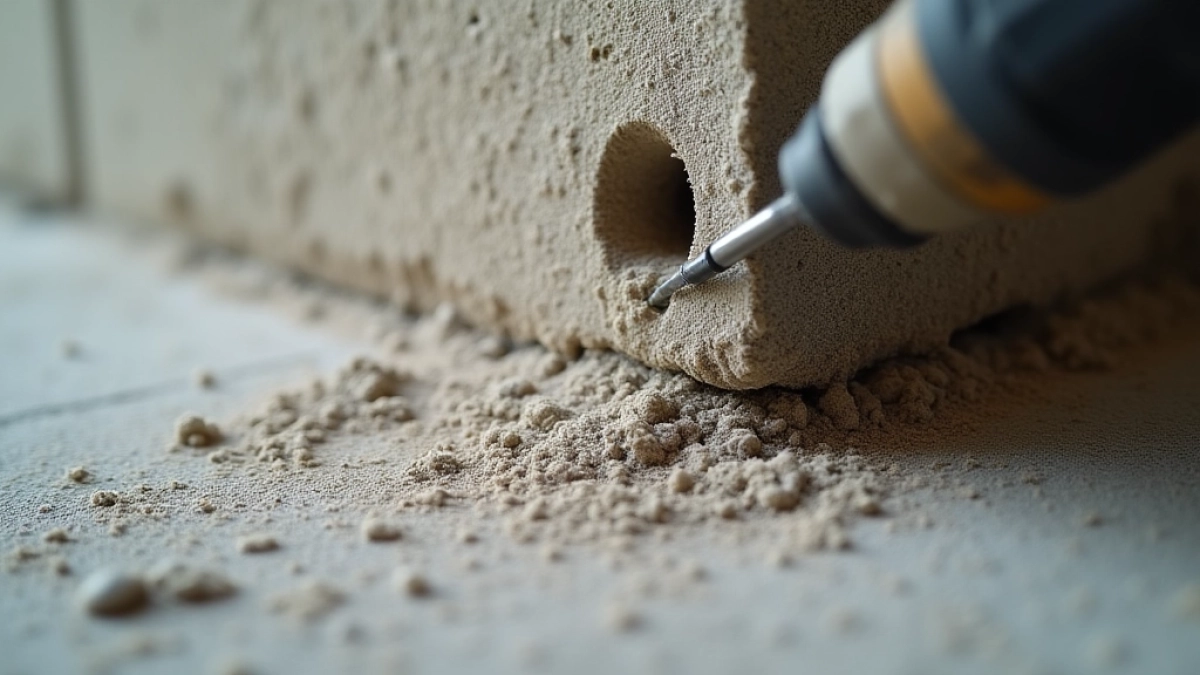 wiercenie w elewacji bloku