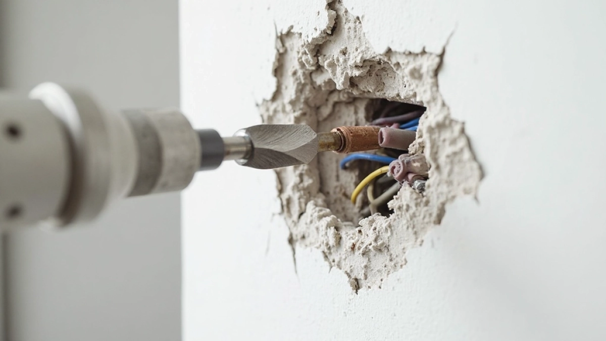 wiercenie w ścianie a kable