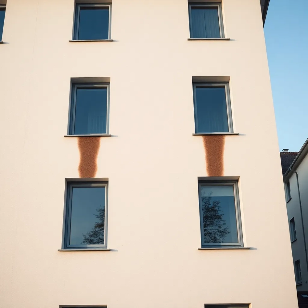 Zacieki na elewacji pod dachem