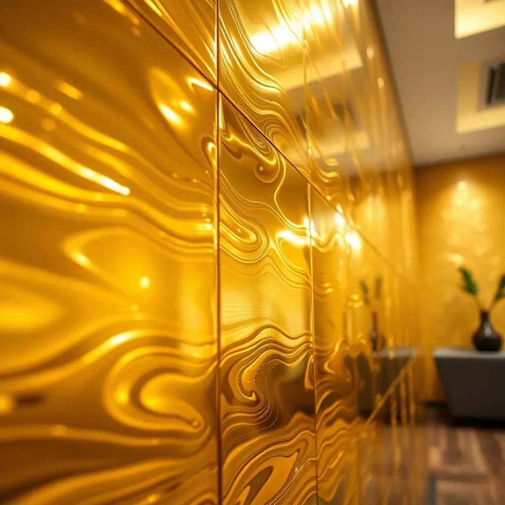 Złote panele ścienne samoprzylepne